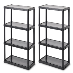 GRACIOUS LIVING 4 Shelf Fixed Height Light Duty Storage Unit (2 Pack) In Black