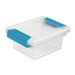 STERILITE Plastic Mini Clip Storage Box Container With Latching Lid, 18 Pack