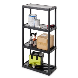GRACIOUS LIVING 4 Shelf Fixed Height Light Duty Storage Unit (4 Pack) In Black