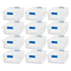 HOMZ 15.5 Quart Heavy Duty Clear Plastic Stackable Storage Containers, 12 Pack