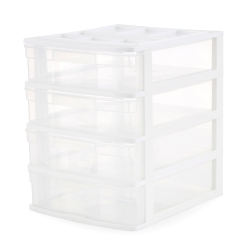 GRACIOUS LIVING 4 Drawer Desktop Countertop Storage With Organizer Lid In White