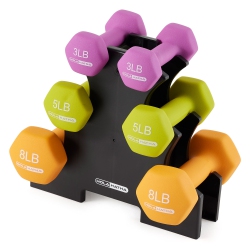 HOLAHATHA 3, 5 And 8 Pound Neoprene Dumbbell Strength Training Weights Set Rack