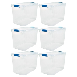 HOMZ 112 Quart Heavy Duty Clear Plastic Stackable Storage Containers, 6 Pack