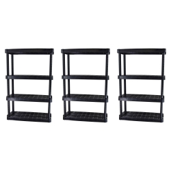 GRACIOUS LIVING 4 Shelf Adjustable Height Medium Duty Storage (3 Pack) In Black