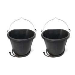 FARM INNOVATORS 18 Qt Rubber Flat Back Heated Bucket W/ Guard, 90 Watt (2 Pack)