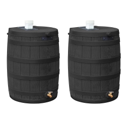 GOOD IDEAS Rain Wizard 50 Gallon Plastic Rain Barrel Water Collector (2 Pack)