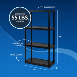 GRACIOUS LIVING 4 Shelf Fixed Height Light Duty Storage Unit (3 Pack) In Black