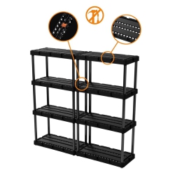 GRACIOUS LIVING 4 Shelf Knect-A-Shelf Solid Light Duty Storage Unit 3 PCk In Black