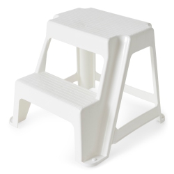 GRACIOUS LIVING 16" Plastic 2 Step Portable Garage Home & Kitchen Stool In White
