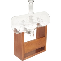 NUTRICHEF Home Bar Glass Barrel Whiskey Carafe Alcohol Decanter Set W/ Glasses