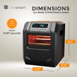 LIFESMART 4 Element 1500W Portable Electric Infrared Quartz Space Heater, Indoor