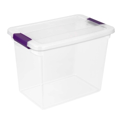 STERILITE 27 Qt Clearview Latch Storage Stackable Bin With Latching Lid, 24 Pack