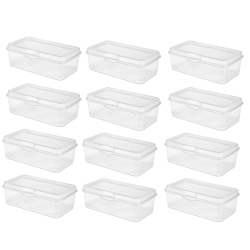 STERILITE Plastic Stacking Fliptop Latching Storage Container, Clear, (12 Pack)