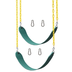 JUNGLE GYM KINGDOM Playground Swing Set Outdoor Swing & Chain Set, 2 Pack In Green