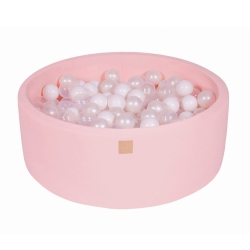 MEOWBABY Round 35 X 11.5 Inch Baby Foam Ball Pit W/ 200 Balls, Light Pink/pearl