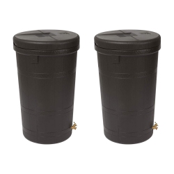 GOOD IDEAS Aspen 50 Gal Rain Barrel Rain Collector Saver W/brass Spigot (2 Pack)