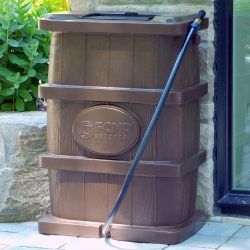 FCMP OUTDOOR Wg4000 45 Gal Wood Grain Rain Water Catcher Barrel Container In Brown
