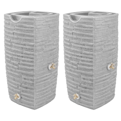 GOOD IDEAS Impressions Riverwalk 50 Gallon Rain Saver, Light Granite (2 Pack)
