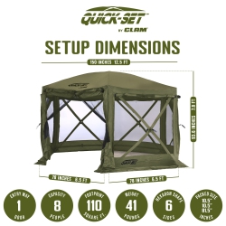 CLAM Quick-Set Pavilion 12.5 X 12.5 Foot Portable Outdoor Canopy Shelter In Green