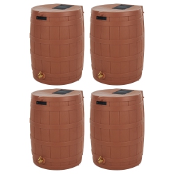 GOOD IDEAS Rain Wizard Storage 50 Gallon Rain Barrel, Terra Cotta, (4 Pack)