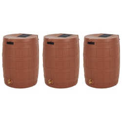 GOOD IDEAS Rain Wizard Storage 50 Gallon Rain Barrel, Terra Cotta, (3 Pack)