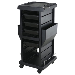 CHROMIUM Puresana Professional 4 Drawer Rolling Salon Trolley Station In Black