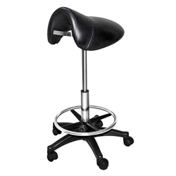 CHROMIUM Professional Rotating Saddle Cutting Stool With Foam Cushions In Black