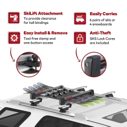 YAKIMA Freshtrack 6 Universal Car Roof Top Mount Ski And Snowboard Rack In Black