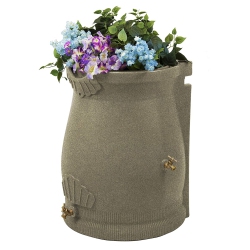 GOOD IDEAS Rain Wizard 50 Gallon Plastic Rain Barrel Urn, Sandstone (2 Pack)