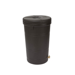 GOOD IDEAS Aspen Eco 50 Gallon Outdoor Rain Barrel Water Storage Collector, Oak