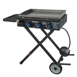RAZOR GRIDDLE Portable 3 Burner 30, 000 Btu Gas Grill & Griddle Cart W/side Shelf