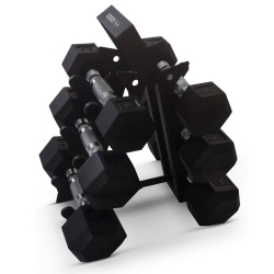 HOLAHATHA Hexagonal Dumbbell Free Hand Weight Set W/ Rack, 5, 8, & 10 Lbs In Black