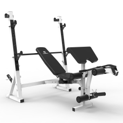 MARCY Olympic Weight Bench, Home Gym Exercise Equipment Workout Machine In White