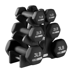 HOLAHATHA 1, 2 And 3 Lb Neoprene Dumbbell Strength Training Weight Set With Rack