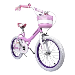 ROYALBABY Bunny 18" Kids Bike With Kickstand, Dual Brakes, Basket & Bell In Pink