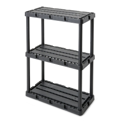 GRACIOUS LIVING 3 Shelf Knect-A-Shelf Fixed Height Light Duty Storage Unit, Black