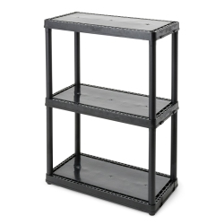 GRACIOUS LIVING 3 Shelf Fixed Height Solid Light Duty Home Storage Unit In Black