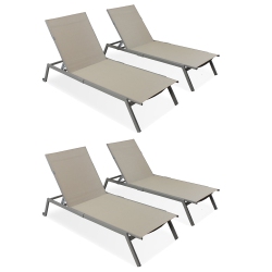 OSTRICH Princeton Adult Outdoor Chaise Lounge Chairs With Wheels (4 Pack) In Tan