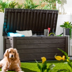 KETER Westwood 150 Gallon Plastic Outdoor Furniture Storage Deck Box, Espresso