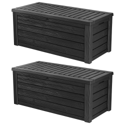 KETER Westwood Outdoor 150 Gal Deck Storage Box for Yard Tools (2 Pack) In Grey