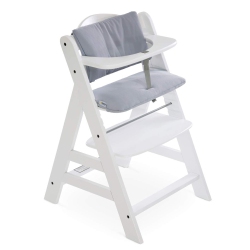 HAUCK Alpha+/beta+ High Chair Tray Table & Deluxe Seat Cushion Pad, Grey In White