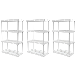 GRACIOUS LIVING 4 Shelf Knect-A-Shelf Ventilated Storage Unit (3 Pack) In White