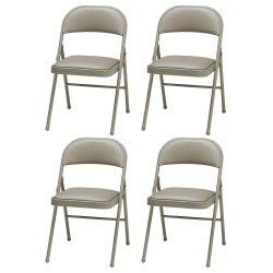 MECO Sudden Comfort Deluxe Chicory Lace Vinyl Padded Folding Chair, (Set Of 4)