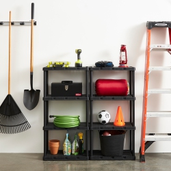 GRACIOUS LIVING 4 Shelf Knect-A-Shelf Solid Light Duty Storage Unit 4 PCk In Black