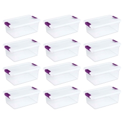 STERILITE 15 Qt. Plastic Stackable Storage Container With Lid, Clear (12 Pack)