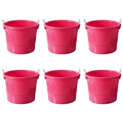 HOMZ Plastic 18 Gallon Utility Bucket Tub Container With Handles (6 Pack) In Pink