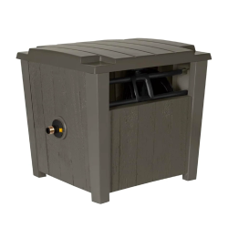 SUNCAST Farmington Hideaway Outdoor Garden Hose Storage Pot Container, Stoney