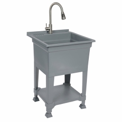 UTILITYSINKS Plastic 24" Freestanding Compact Workshop Utility Tub Sink In Grey