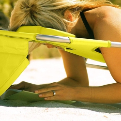 CAMCO Ostrich Chaise Lounge Foldable Sunbathing Beach Lawn Chair, Neon (3 Pack) In Green