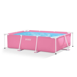 INTEX 86" X 23" Outdoor Rectangular Frame Above Ground Swimming Pool In Pink